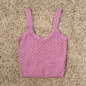 Abercrombie & Fitch Mauve Pink Checker-Weave Cropped Tank
